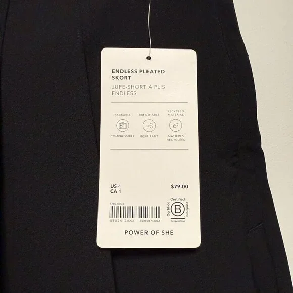 Athleta Black Endless Pleated Skort NWT 4 Work Athleisure - Picture 3 of 6